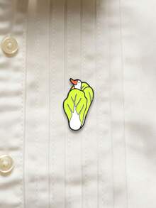 Broche de esmalte de ganso gracioso en repollo, broche de pato lindo, pin de solapa con meme para mochilas - Verde Lima - Ver 5