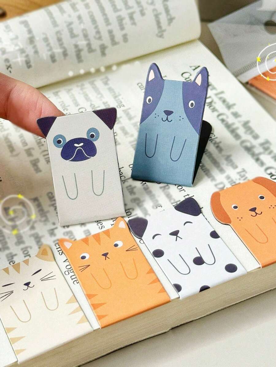 Cartoon Animal Magnetic Bookmarks, Creative Comic Magnetic Bookmarks, Exquisite Cute Student Stationery Gift, Book Decoration Clip, Reading Marker Index Textbook Page Clip, Back To School Essential