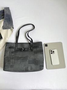 Large Capacity Women's Tote Bag, New Minimalist Commuter Shoulder Handbag - Multicolor - View 3