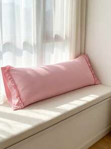 1pc 100% Polyester Solid Color Lace Long Pillowcase, Lightweight And Elegant, Soft As Clouds, Suitable For Bedding And Sofa Decoration (Pillow Insert Not Included) - Crimson - View 5