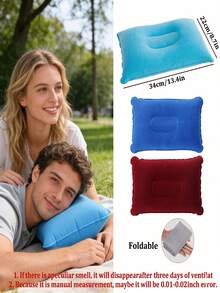 1pc Aesthetic Inflatable Travel Pillow With Adjustable Firmness Heavy-Duty Waterproof Design For Hikers Multicolored Inflatable Portable Camping Pillow To Hold Head Steady On Long Journeys Rest Essentials Sports And Outdoors Must Haves,Camping Pillow - Multicolor - View 3