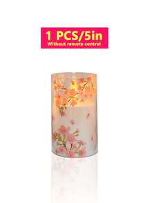 3pcs Flameless Candle Lights With Timer Remote Control, Battery Powered Cherry Blossom Warm Light, Suitable For Christmas, Halloween, Valentine's Day, Mother's Day, Gift, Birthday, Proposal, Wedding, Dining Table, Party - Cherry Blossoms - Warm Light - View 13