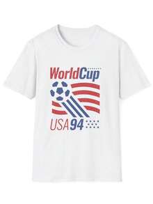 World Cup USA 94 Soccer Ball With Flag T-Shirt |   Retro 1994 WorldCup Tee, Vintage Recreation - 黑色 - 查看 1