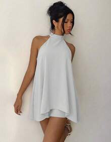 Swisz Women's Jumpsuit Loose Dress Halter Mullet - Trắng - Xem 3