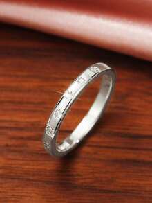1pc Elegant Cubic Zirconia Women's Ring, Suitable For Wedding Engagement Gift Jewelry - Silver - View 6