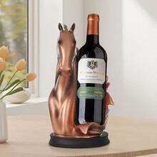 Horse Head Resin Wine Bottle Holder, Tabletop Wine Rack Decor W/Anti-Slip Stable Base For Home Bar Restaurant Party - Red - View 2