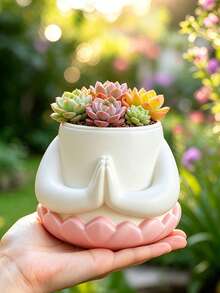 1 chiếc chậu trồng cây mọng nước hình bàn tay thiền, chậu hoa đế sen bằng nhựa resin, trang trí cây cảnh cử chỉ cầu nguyện sáng tạo, phù hợp trang trí nhà cửa - trắng - Xem 10