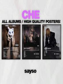 Two-Dimensional (Frameless!!!!) CHE Poster Three-Piece Set - Album Wall Art - Underground Style - Dormitory Decoration - Minimalist Digital Art - Gift For Music Lovers - Cheromani, Resting In Peace On The Bass.Jpg - Trắng - Xem 1