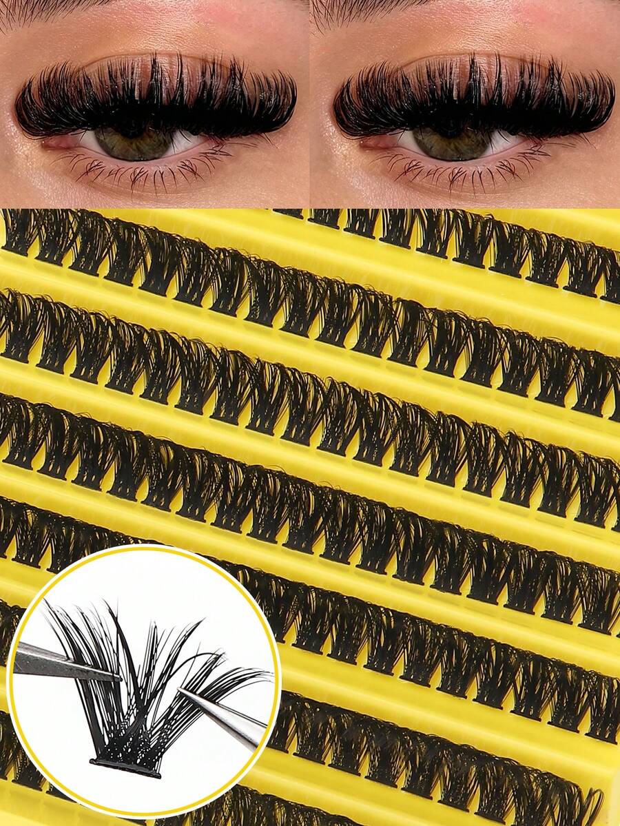 200 Clusters 80D False Eyelashes, European And American Style, 3D Bold Makeup, D Curl, 10-16mm Mixed Length, Cluster False Eyelashes, Fluffy And Curly Eyelashes Popular Style, Freely Stackable To Create Deep And Enlarged Eyes, DIY Saves Makeup Time, Suitable For Beginners, Reusable, Suitable For Photography, Travel, Holidays, Parties, Excellent Holiday Gift For Best Friends And Girlfriends.