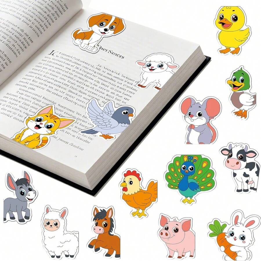 4 Pieces Cute Farm Animal Magnetic Bookmarks For Book Lovers, Teachers Gift, Students, Readers, Magnetic Page Marker Clip, School Supplies, Classroom Stationery Organization, Book Accessories, Reading Gifts - View 1