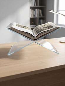 1pc Transparent Acrylic X-Shaped Reading Book Stand, Ins Style Desktop Book Holder, High-Aesthetic Book Display Rack, High-Transparency Thickened Desktop Display Stand, Minimalist Home Office Reading Support Rack, Suitable For Recipe Books, Art Books, Albums, Study Room And Home Office - Transparent - View 5
