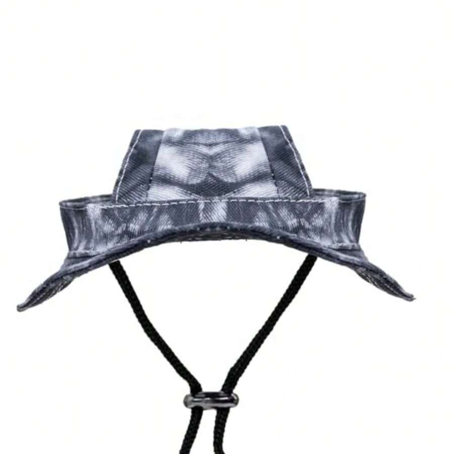 Dogs And Cats Sunshade Anti-Strangulation Hat Anti-Peeling Ears Adjustable Rope Buckle Bucket Hat Pet Supplies Black, Small - Black - View 1