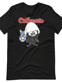 Damen T-Shirt UnisexTShirt aus reiner Baumwolle im 80erJahreStilRetroVintageDeutschZeichentrickfilmDeutscheKinderSerieCalimeroUnisexTShirt SommertshirtsommerKleidungdamenherrensommeroutfittHemddame... - Schwarz - Übersicht 1