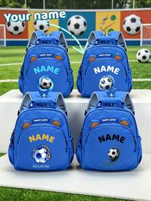1pc Mini Personalized Bear Backpack For Back To School, Simple Cute Football Print, Zipper Closure, Nylon Material, Adjustable Shoulder Strap, Hand-Carry, Suitable For Classroom, Sports, Shopping, Daily Outings, Birthday Gift - Multicolor - View 6