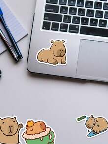 50 autocolantes autoadesivos fofos de capivara, à prova de água e removíveis, para garrafas de água, portáteis, diários e trabalhos manuais DIY. Material escolar - Capivaras - Ver 4