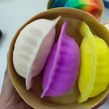1pc 4pcs/Cage + 3 Random Styles Realistic Dumpling Stretchable Squeeze Toy, Creative Stress Relief Soft Toy, Suitable For Teens 14+ And Adults, Soft Gift - Multicolor - View 3