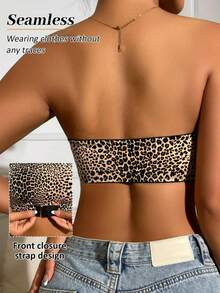 Women Invisible Strapless Push Up Bra Front Closure Convertible Bandeau W/ Clear Straps - Multicolor - View 2