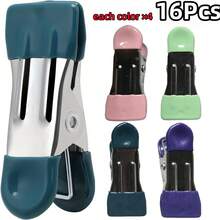 8/12/16Pcs Pinzas de ropa de metal, acero inoxidable con mangos de goma, colores aleatorios, adecuadas para colgar fotos, ropa, calcetines y clips de bolsas de alimentos en la cocina - Multicolor - Ver 12