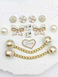 26pcs Set French Elegant Bowknot & Flower Decorative Buttons For DIY Sandals - Gold - View 7