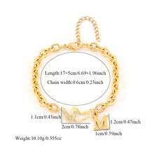 1 buah Bros Hati Inisial Emas Klasik Baru dengan Rantai Gelang Stainless Steel untuk Wanita - Yellow Gold - View 2