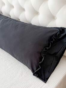 1pc 100% Polyester Solid Color Lace Long Pillowcase, Lightweight And Elegant, Soft As Clouds To The Touch, Suitable For Bedding And Sofa Decoration (Pillow Insert Not Included) - Black - View 6