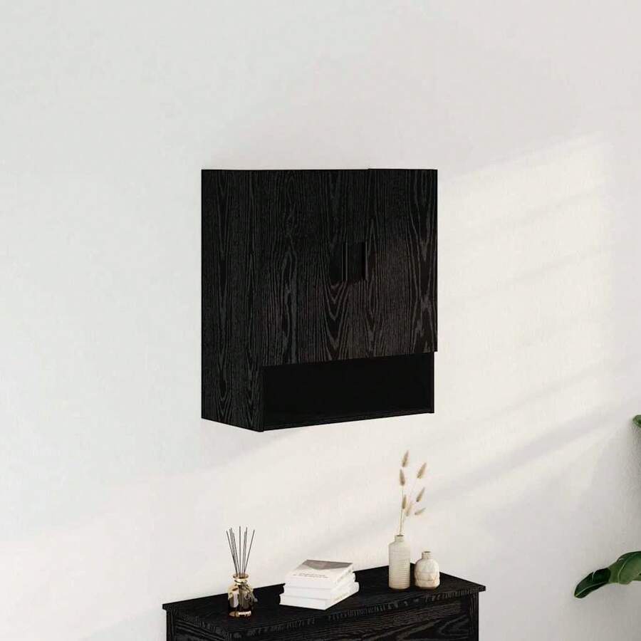 Mobiletto a parete , rovere nero, 60 x 31 x 70 cm - nero - Visualizzare 1
