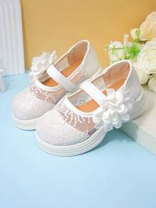 1 Đôi Giày Bệt Trắng Ngọt Ngào Cho Bé Gái, Giày Loafer Lưới Thêu Thoáng Khí, Giày Công Chúa Trang Trí Hoa, Giày Xỏ Chân Thường Ngày, Phù Hợp Cho Đi Bộ Ngoài Trời Mùa Xuân/Hè, Mặc Hàng Ngày, Tiệc, Nghỉ Dưỡng Thường Ngày. - trắng - Xem 5