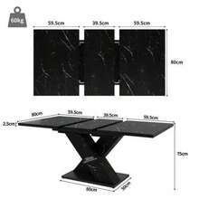 Mesa de comedor telescópica (119-158,5 x 80 cm), mesa extensible, mesa de cocina, se extiende de 119 a 158,5 cm gracias a extensiones internas, para cocina y salón, mesa de comedor color madera con tablero curvado - Negro - Ver 5