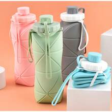 Silicone Collapsible Cup, High Temperature Resistant Retractable Water Bottle, Portable Drinkware For Outdoor, Travel & Sports - Hồng - Xem 7