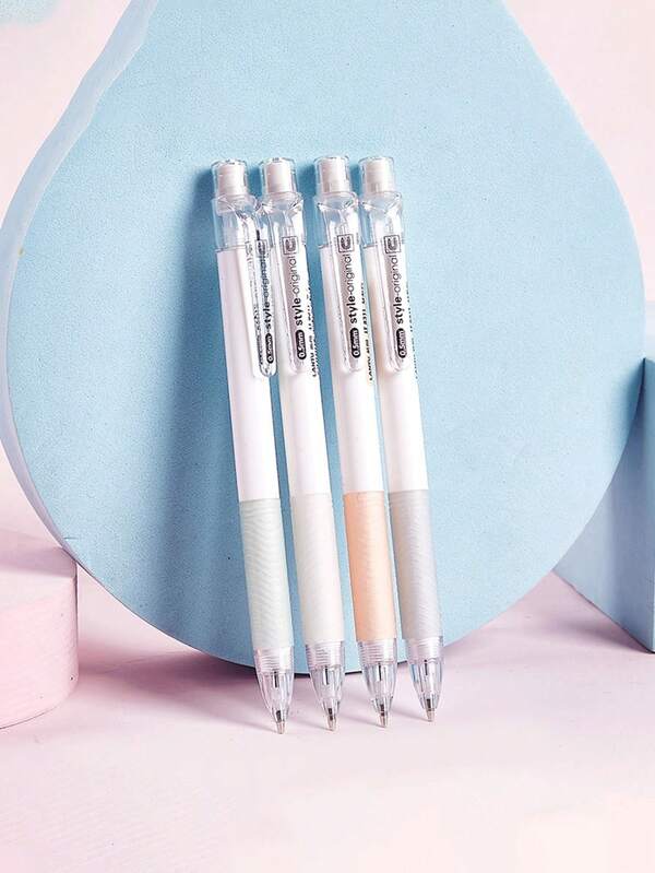4pcs 0.5 Mm / 0.7 Mm Telescopic Push-Pull Student Automatic Pencils (With Eraser) - Non-Breakable Automatic Pencils - Suitable For School Use - Student Stationery - Office Supplies - Back-To-School Gifts - Back-To-School Season Gifts Back To School