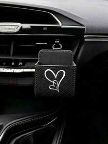White Double Heart Car Air Vent Storage Box, Car Phone Holder Hanging Box, Creative Car Interior Decor Storage Box - White Double Hearts - View 4