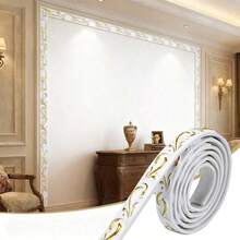 Lis Pinggiran PVC Fleksibel Perekat Diri 1m/2m Warna Putih Emas, Lis Dekoratif Motif Plaster Tiruan, Cocok untuk Cermin, Bingkai, Plafon, Dinding, Jendela, Lembut dan Lentur - warna - View 3