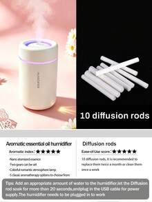 Mini humidificador colorido con luz ambiental, negro/blanco. LED degradado incorporado, silencioso, aromaterapia y humidificación. Ajustes de doble niebla fina, sin mojar el escritorio. Alimentado por USB, adecuado para el hogar, oficina, dormitorio, coche, baño, hotel, sala de yoga, habitación de mascotas. - Mist - Ver 28