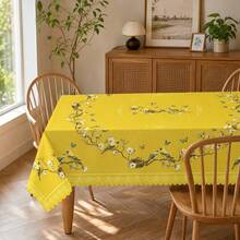 1pc Bird Floral Butterfly Print Polyester Tablecloth, Suitable For Kitchen, Dining Room, Holiday, Birthday Banquet, Party Table Decoration - Multicolor - View 4