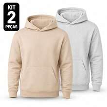 Set Of 2 Plain Kangaroo Jackets, Unisex, Comfortable Basic Winter Warmth - Beige + Gray - View 1