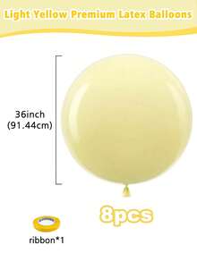 Globos Gigantes Amarillo Pastel 36 Pulgadas - 2/4/6/8 Piezas Globos Jumbo Amarillos Grandes Redondos Globos de Látex Amarillo Claro para Decoraciones de Cumpleaños, Despedida de Soltera, Boda, Fiesta de Girasoles - maca amarilla - Ver 9
