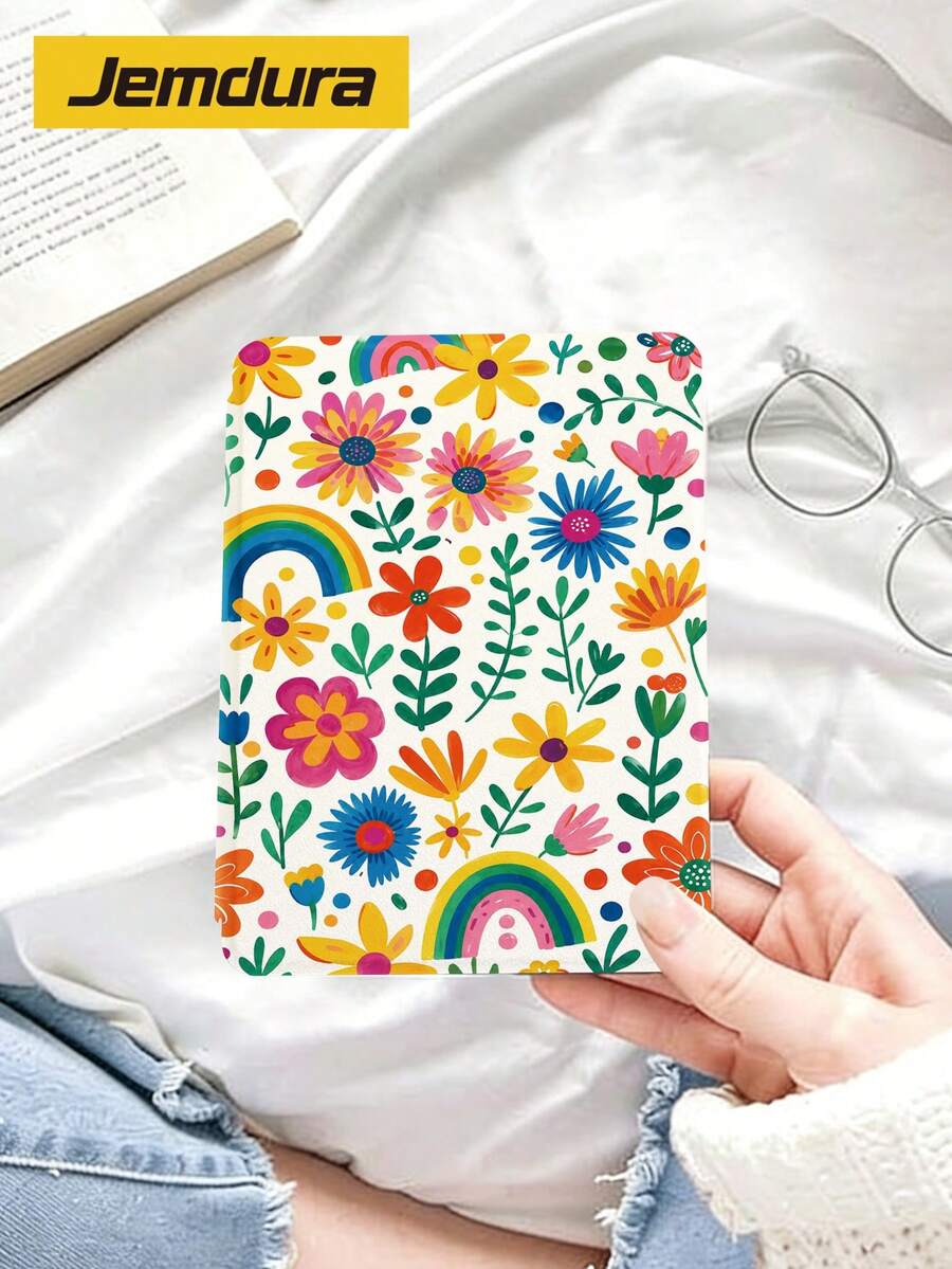 Ins 風格極簡植物葉花卉印花,適用於 Kindle NK 11/Ko-Bo/Kindle Youth Edition/Kindle Paperwhite 5, Kindle 2024 保護殼/平板電腦三折立式保護殼,具備自動喚醒/睡眠功能,輕巧方便,完美貼合保護您的閱讀設備,適合兒童禮物 / 家庭禮物 - 彩色 - 查看 1