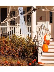 2pcs Halloween Windsock, Scary Wind Vane, Ghost White Cloth Decoration, Evil Face Design, Suitable For Halloween Yard Decoration And Holiday Celebration, Haunted House, Outdoor Garden Yard Atmosphere Arrangement Decoration, Theme Party, Halloween Party Decoration - Multiple Styles - View 9
