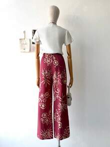 Women's Pants With Floral Print, Duna Fabric. - 粉色 - 查看 3