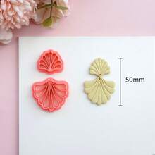 Geometric Polymer Clay Cutter Ginkgo Leaf Polymer Clay Earring Cutters Embossed Leaf Shape Jewelry Making Kits Fan-Shaped Design Soft Pottery Clay Molds For Pendant & Necklace Decoration Making - Pink - View 7