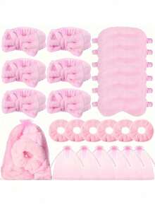 16pcs Spa Pajama Party Set: Pink Headband, Plush Eye Mask, Plush Scrunchie And Organza Pouch - Perfect For Women's Pajama Parties And Spa Activities - View 10