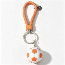 Mini Realistic Football Keychain, Woven Leather Cord Pendant, Bag Charm, Creative 3D Football Keyring, Sports Style Minimalist Accessory, Small Gift - Multicolor - View 12