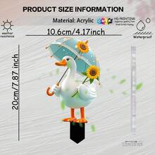 可愛鴨子家庭花園插樁 | 俏皮白色金屬夏季庭院藝術品，送給爸爸的仙女花園裝飾，讓鄰居微笑，耐候免電戶外禮物，適合父親節畢業禮，現貨可發 - 迷人鴨 - 查看 3