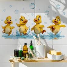 1pc Removable Bathtub Decal Sticker, Cute Yellow Duck With Bubbles - Multicolor - View 5