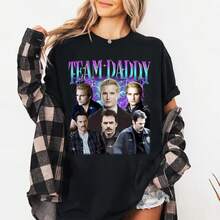 Camiseta de moda callejera vintage Y2K 2026, regalo del Día del Padre Team Daddy Twilight, camiseta de la saga de películas vintage, diseño de 12 estilos - negro - Ver 2