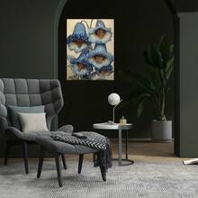 Pintura en lienzo 2D plana, 1 pieza sin marco 2D [plana], 15.75X23.62 pulgadas 19.69X27.56 pulgadas 19.69X29.53 pulgadas 23.62X31.5 pulgadas 23.62X35.43 pulgadas 27.56X55.12 pulgadas 31.5X47.24 pulgadas, Impresión artística de campanilla azul, Pintura decorativa con textura de grietas - Enmarcado - Ver 2