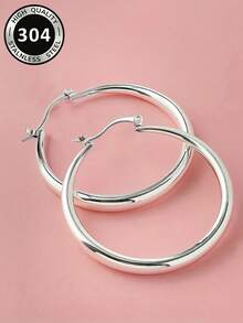 1 Pair Charming Hoop Earrings, Designed For Women, Suitable For Wedding, Engagement, Anniversary Party, Valentine's Day Gift - Silver - View 2
