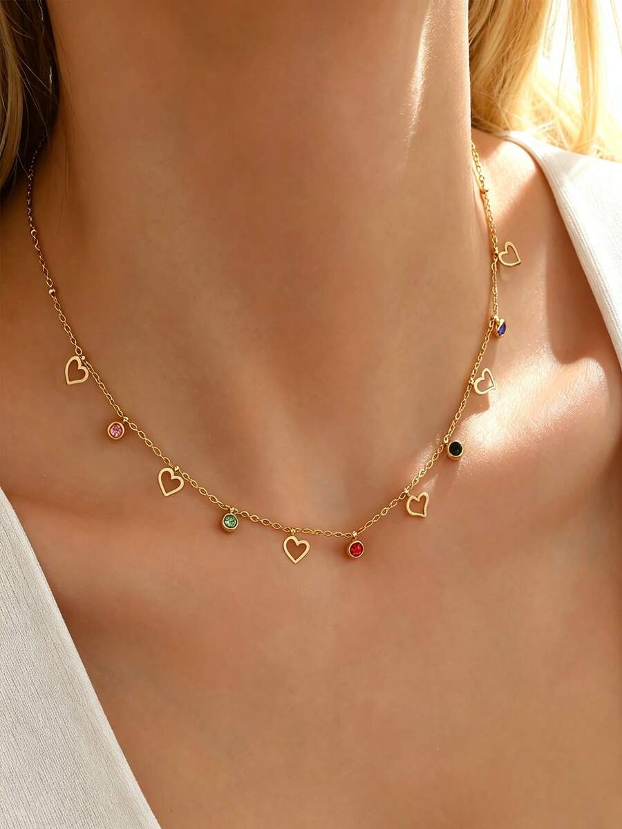 1 dây chuyền mặt dây hình học đĩa nhạc tối giản mạ vàng 18k, phù hợp cho nữ đeo hàng ngày và làm quà tặng - Vàng - Xem 1