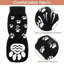 Pet Socks And Foot Covers For Cats And Dogs – Non-Slip, Waterproof Outdoor Shoes/Socks For Small And Large Breeds - Black - View 6