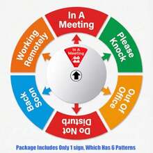 Rotating Office Door Sign, 6 Inch Privacy Status Indicator With 6 Modes, Magnetic And Adhesive Mount Door Sign Do Not Disturb/Out Of Office/Please Knock/In A Meeting/Working Remotely/Back Soon - Silver - View 8